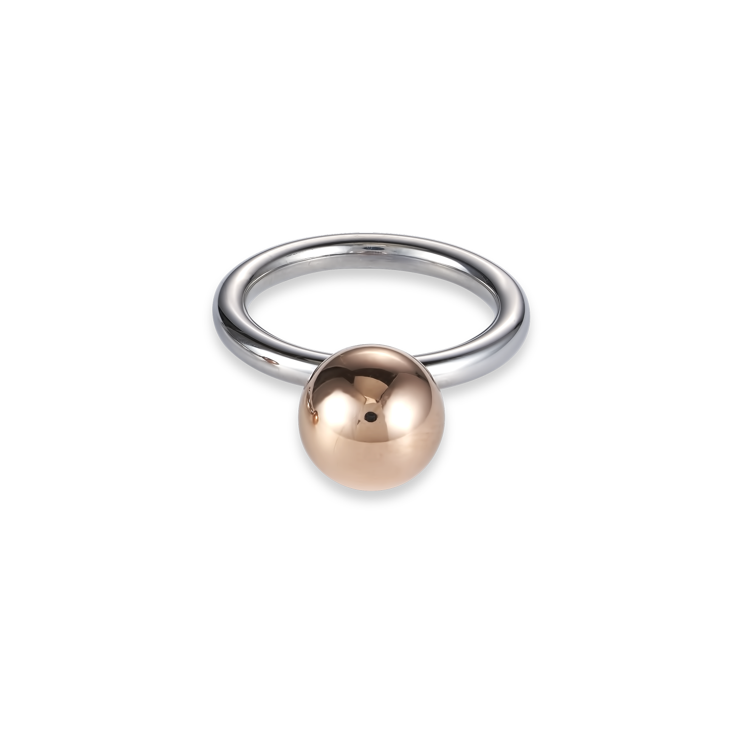 Ring stainless steel ball large rose gold