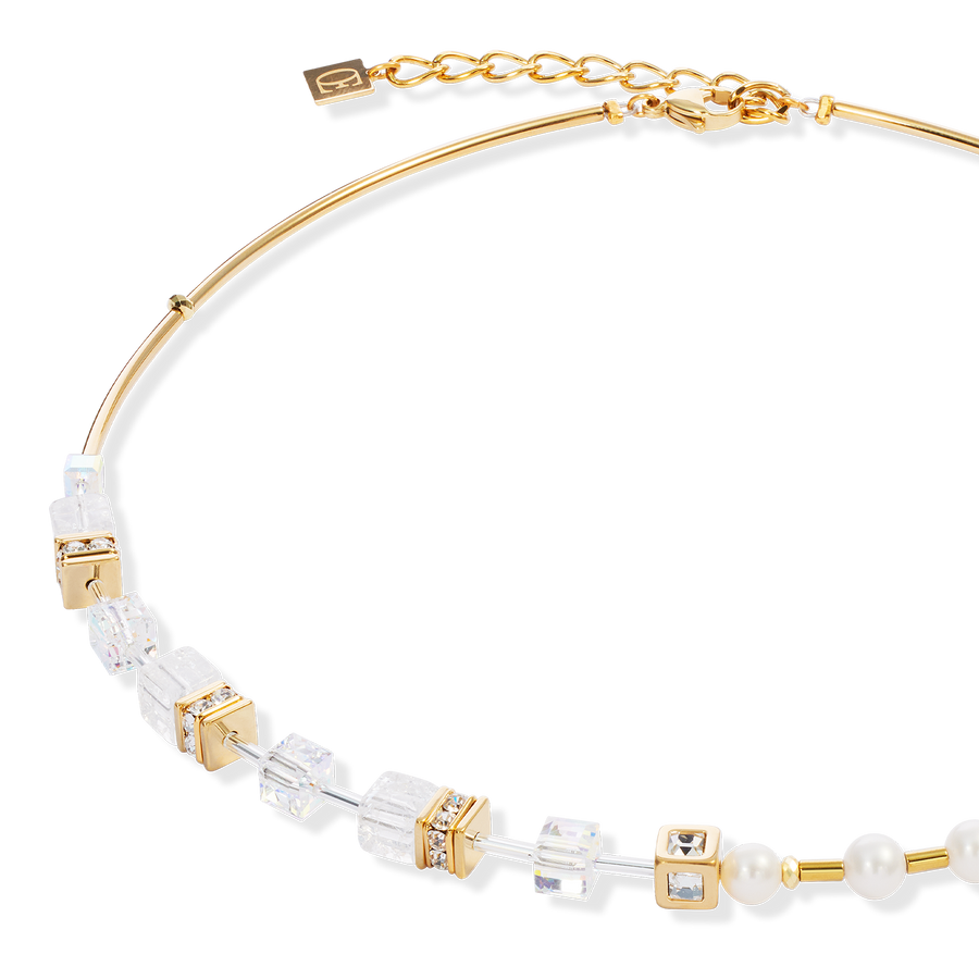 Necklace GeoCUBE® Fusion Precious Pearl Mix gold-white