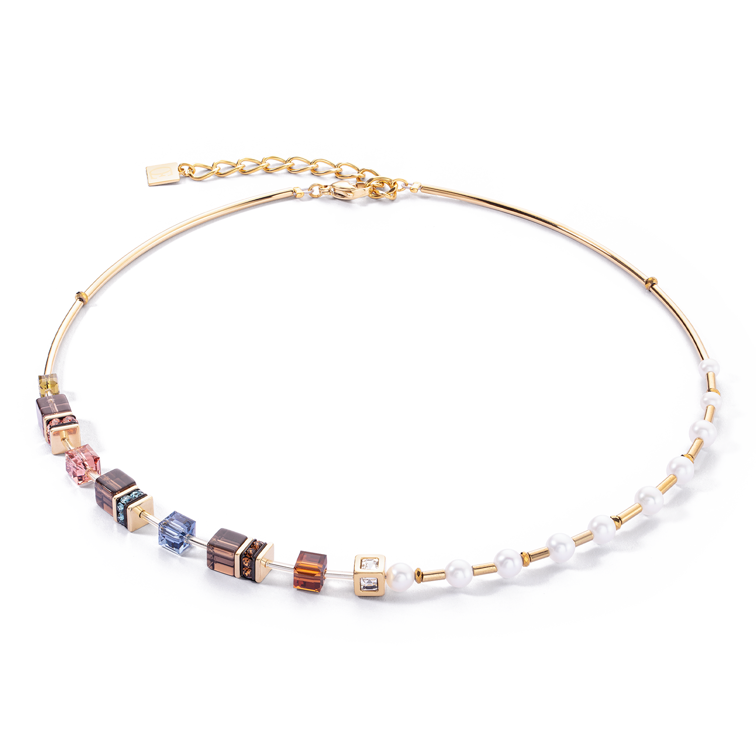 Necklace GeoCUBE® Fusion Precious Pearl Mix gold-autumn