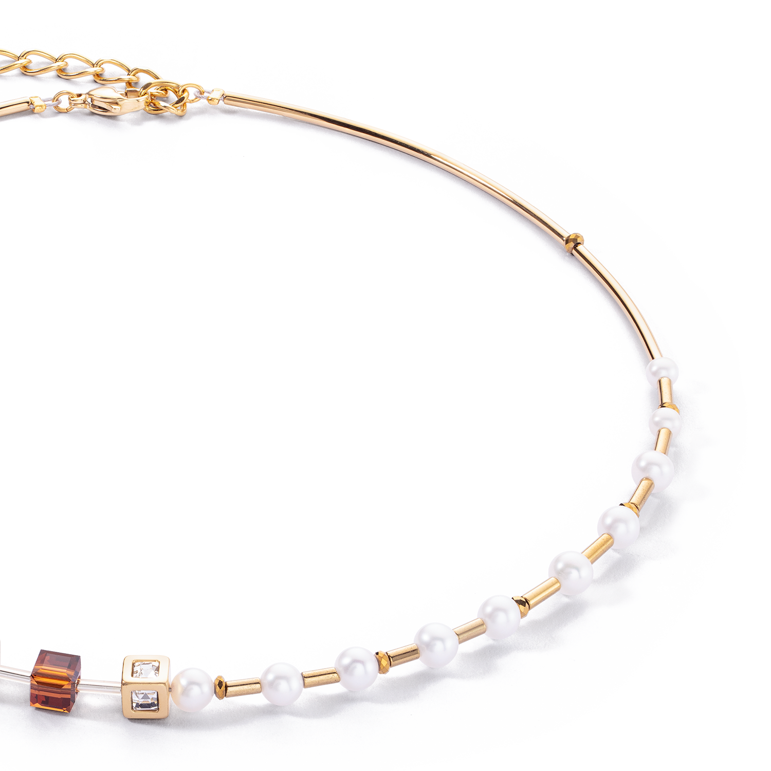 Necklace GeoCUBE® Fusion Precious Pearl Mix gold-autumn