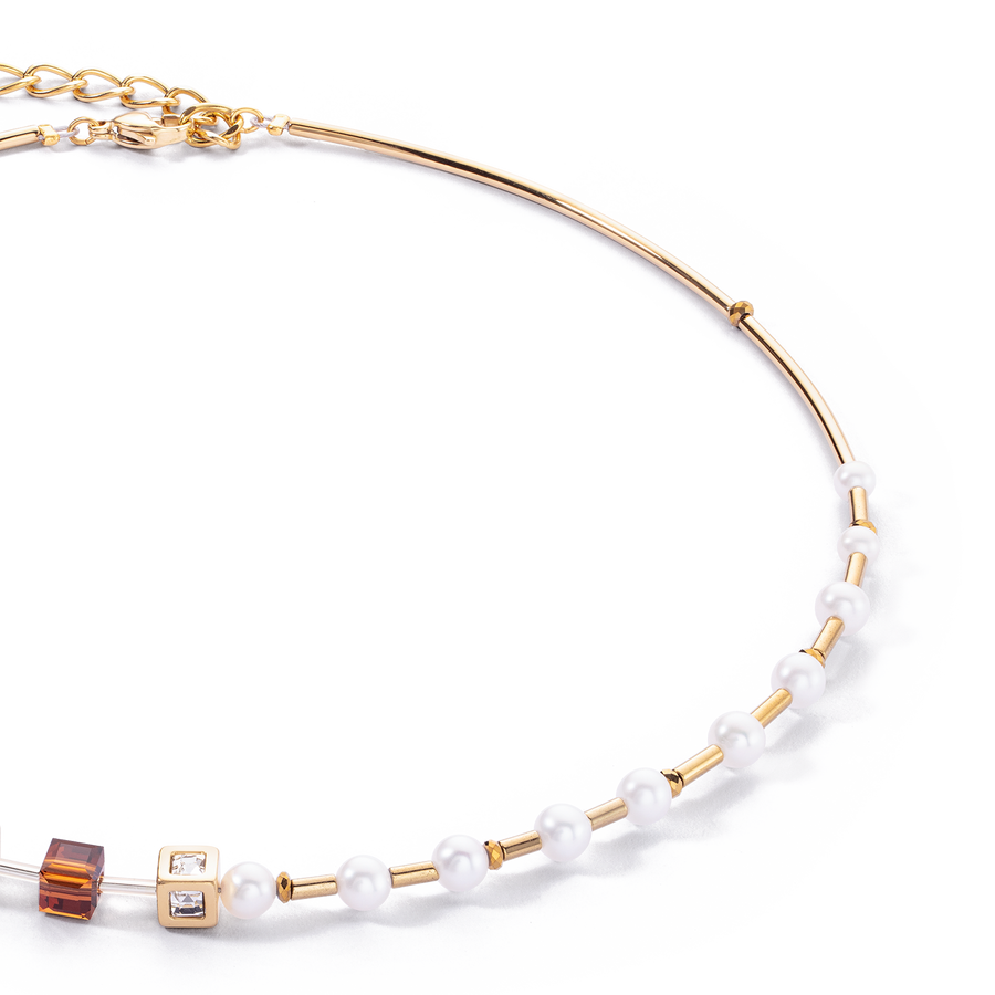 Necklace GeoCUBE® Fusion Precious Pearl Mix gold-autumn