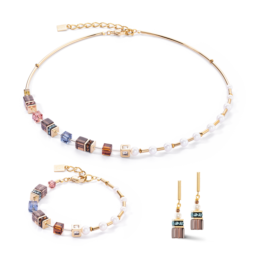 Necklace GeoCUBE® Fusion Precious Pearl Mix gold-autumn