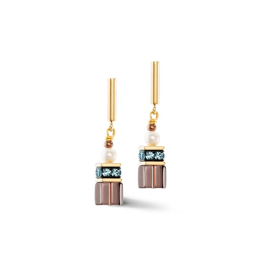 Earrings GeoCUBE® Fusion Precious Pearl Mix gold-autumn