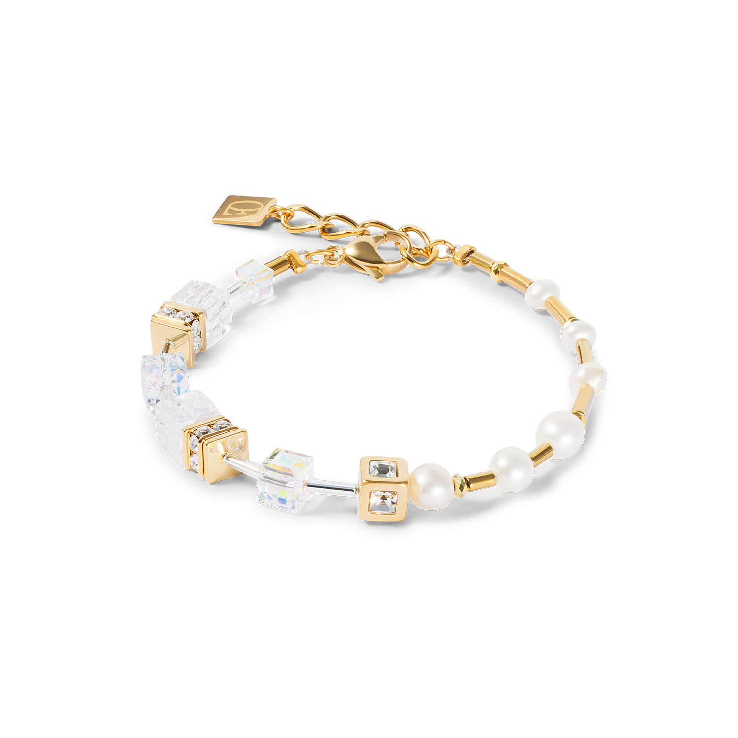 Bracelet GeoCUBE® Fusion Precious Pearl Mix gold-white