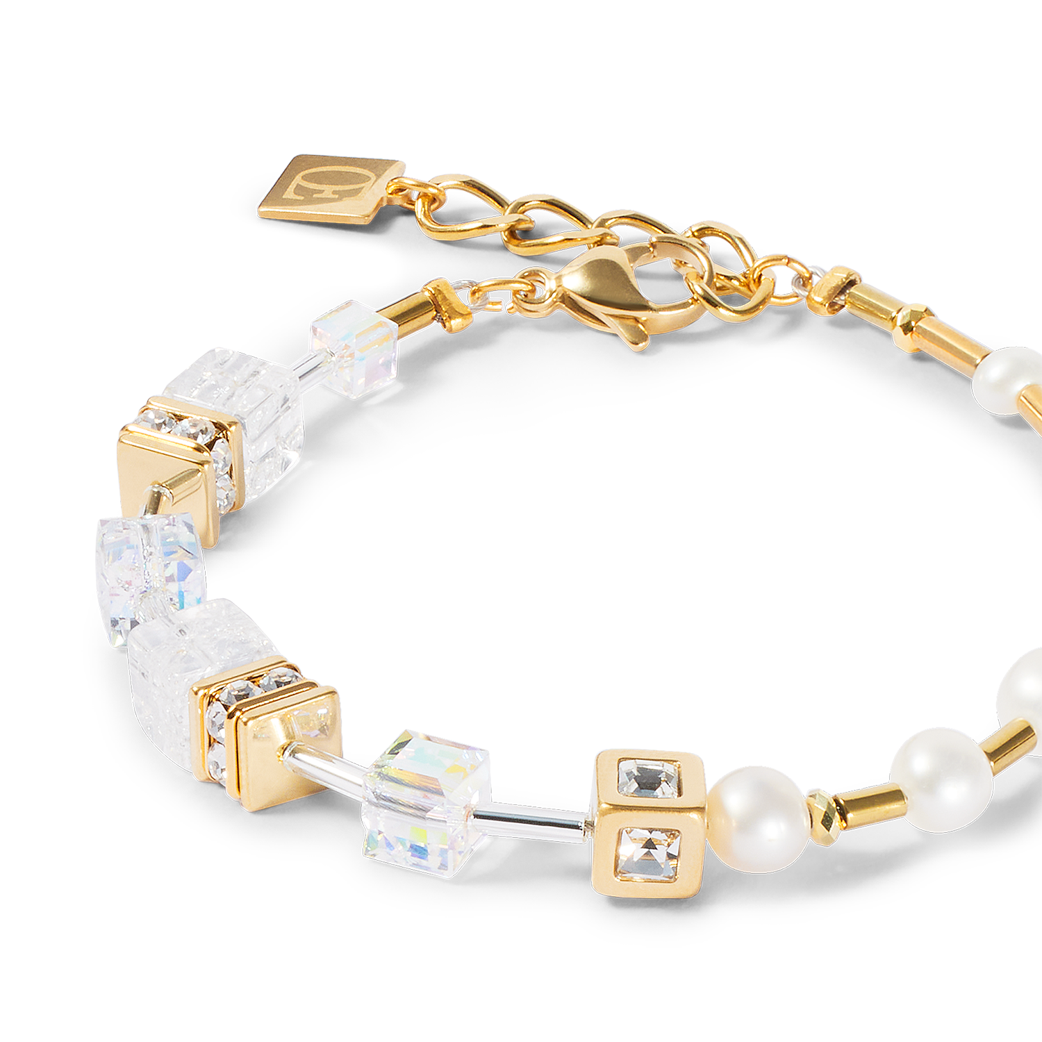 Bracelet GeoCUBE® Fusion Precious Pearl Mix gold-white