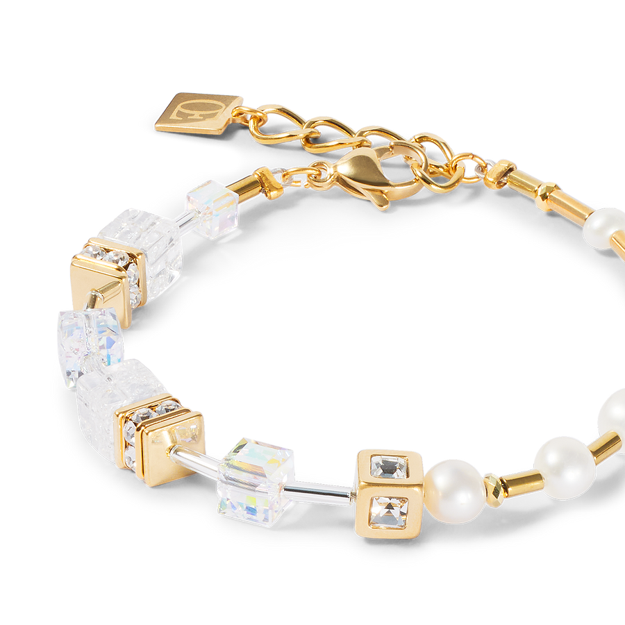 Bracelet GeoCUBE® Fusion Precious Pearl Mix gold-white