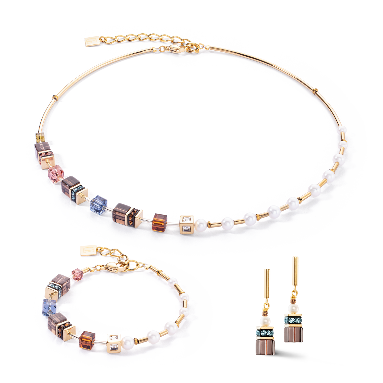 Bracelet GeoCUBE® Fusion Precious Pearl Mix gold-autumn