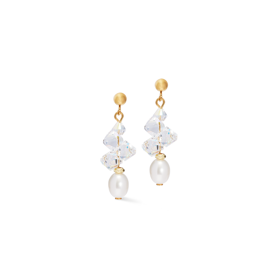 Earrings Dancing Crystals & Pearls gold