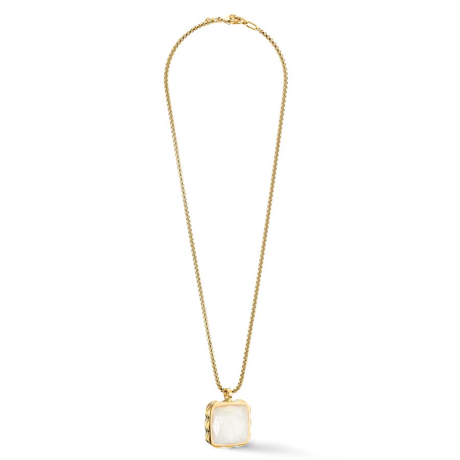 Necklace Amuelt Spikes Square Jade gold-white