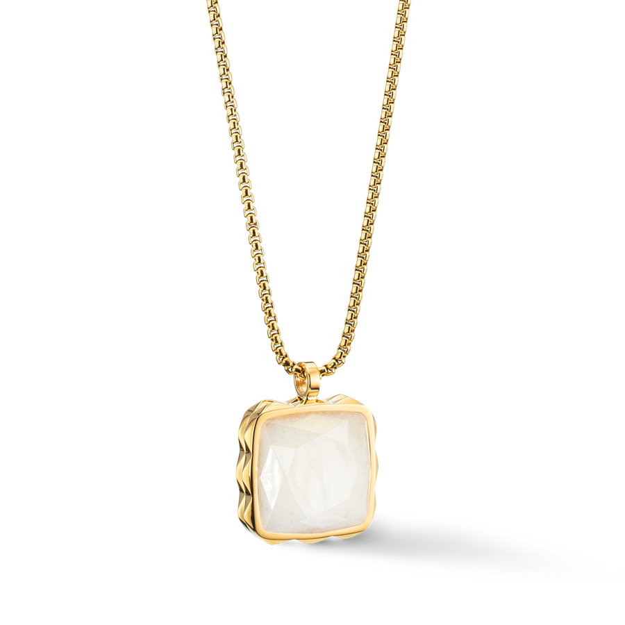 Necklace Amuelt Spikes Square Jade gold-white