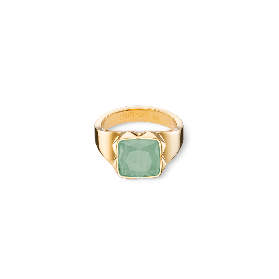 Ring Spikes Square Aventurine gold-green