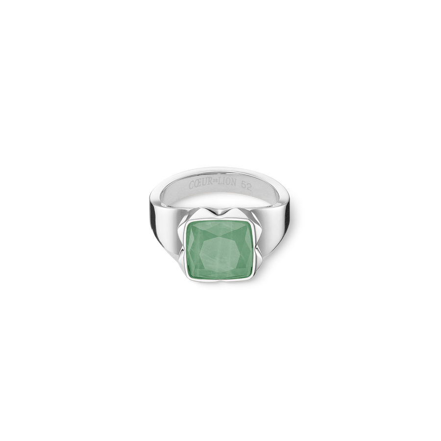 Ring Spikes Square Aventurine silver-green