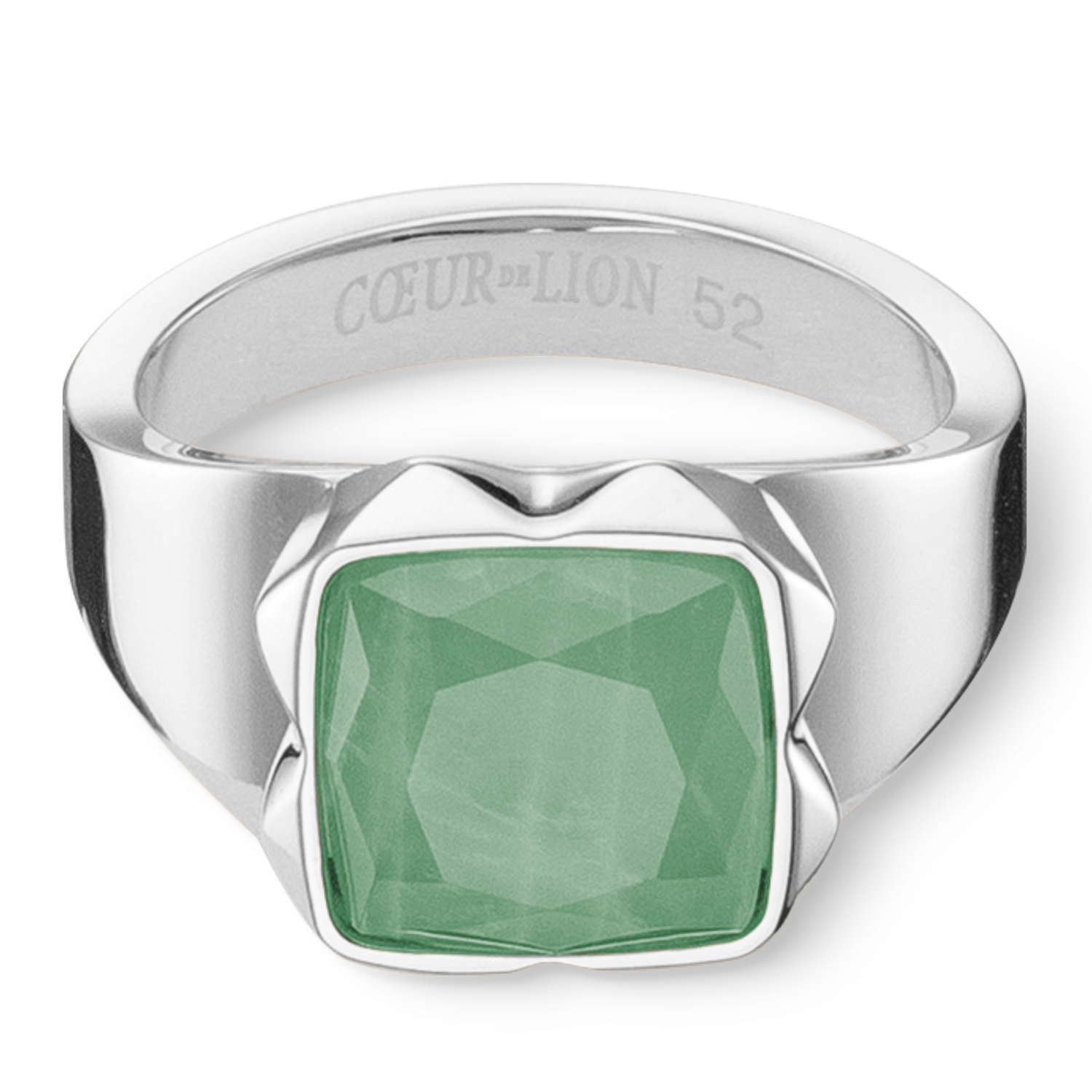 Ring Spikes Square Aventurine silver-green