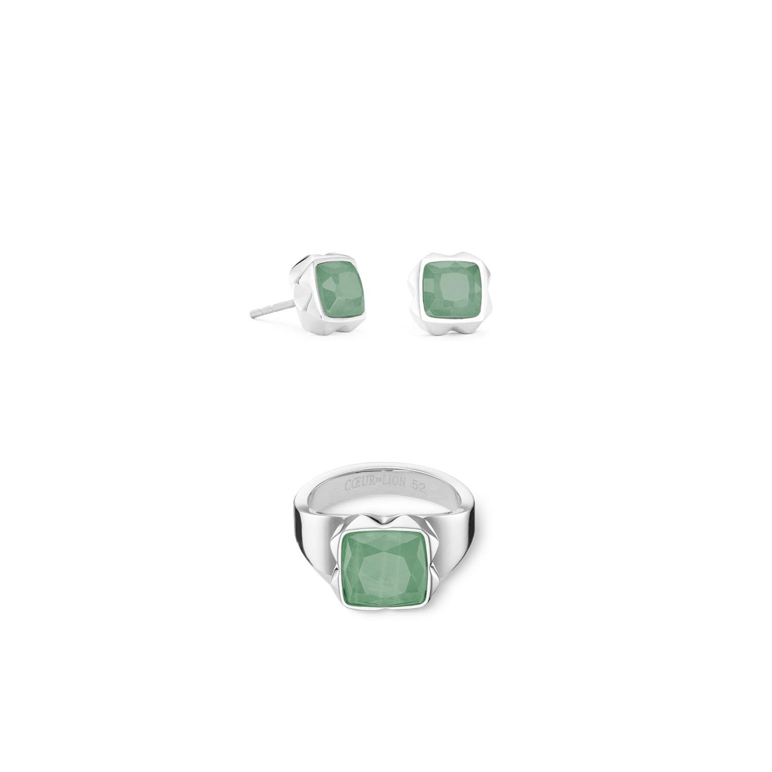 Ring Spikes Square Aventurine silver-green