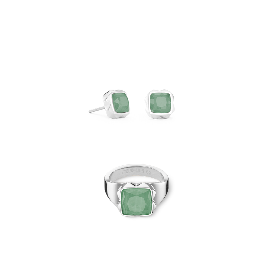 Ring Spikes Square Aventurine silver-green