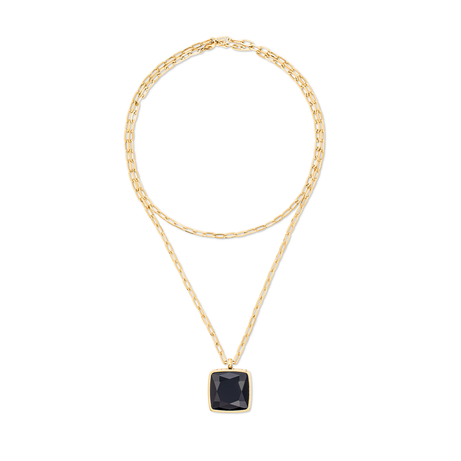 Necklace OE Amulet Square Onyx gold-black