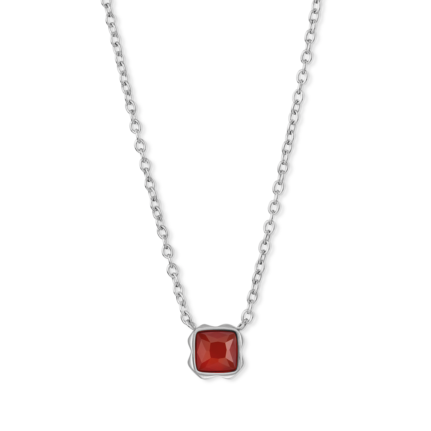 Birthstone January Necklace Red Agate Silver