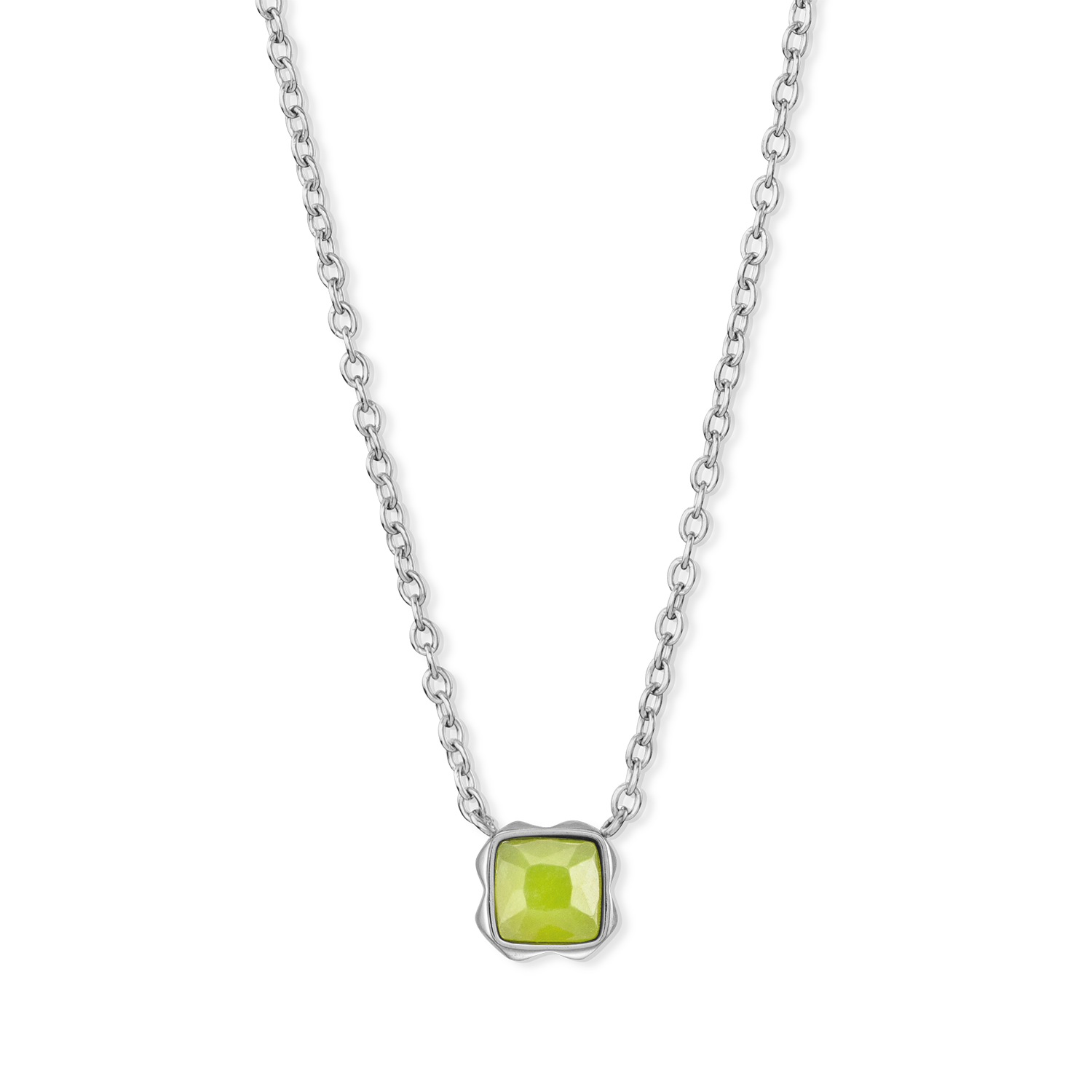 Birthstone August Necklace Green Jade Silver