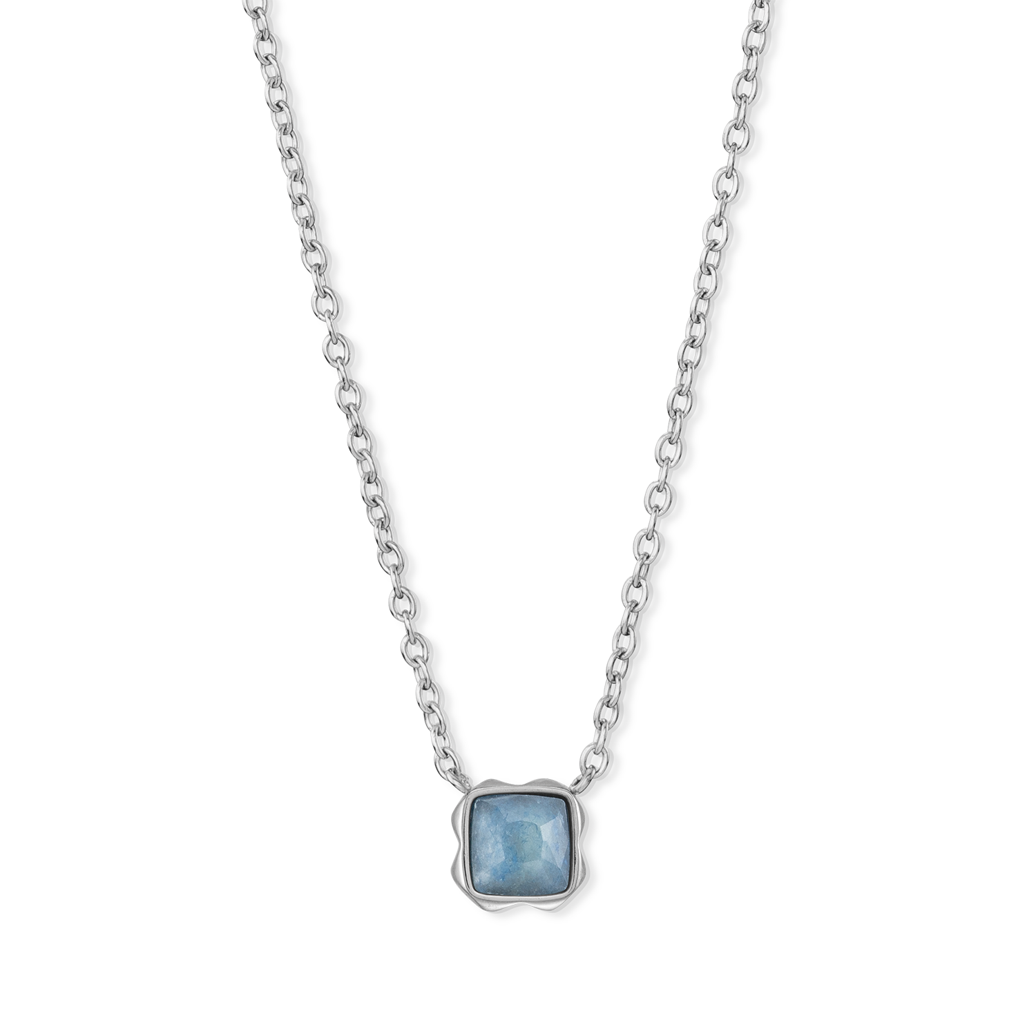 Birthstone March Necklace Blue Aventurine Silver