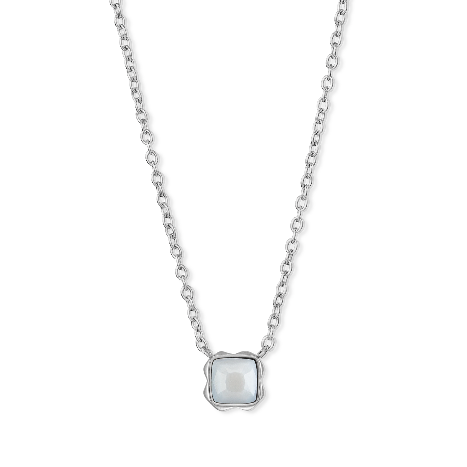 Birthstone April Necklace White Quartz Silver