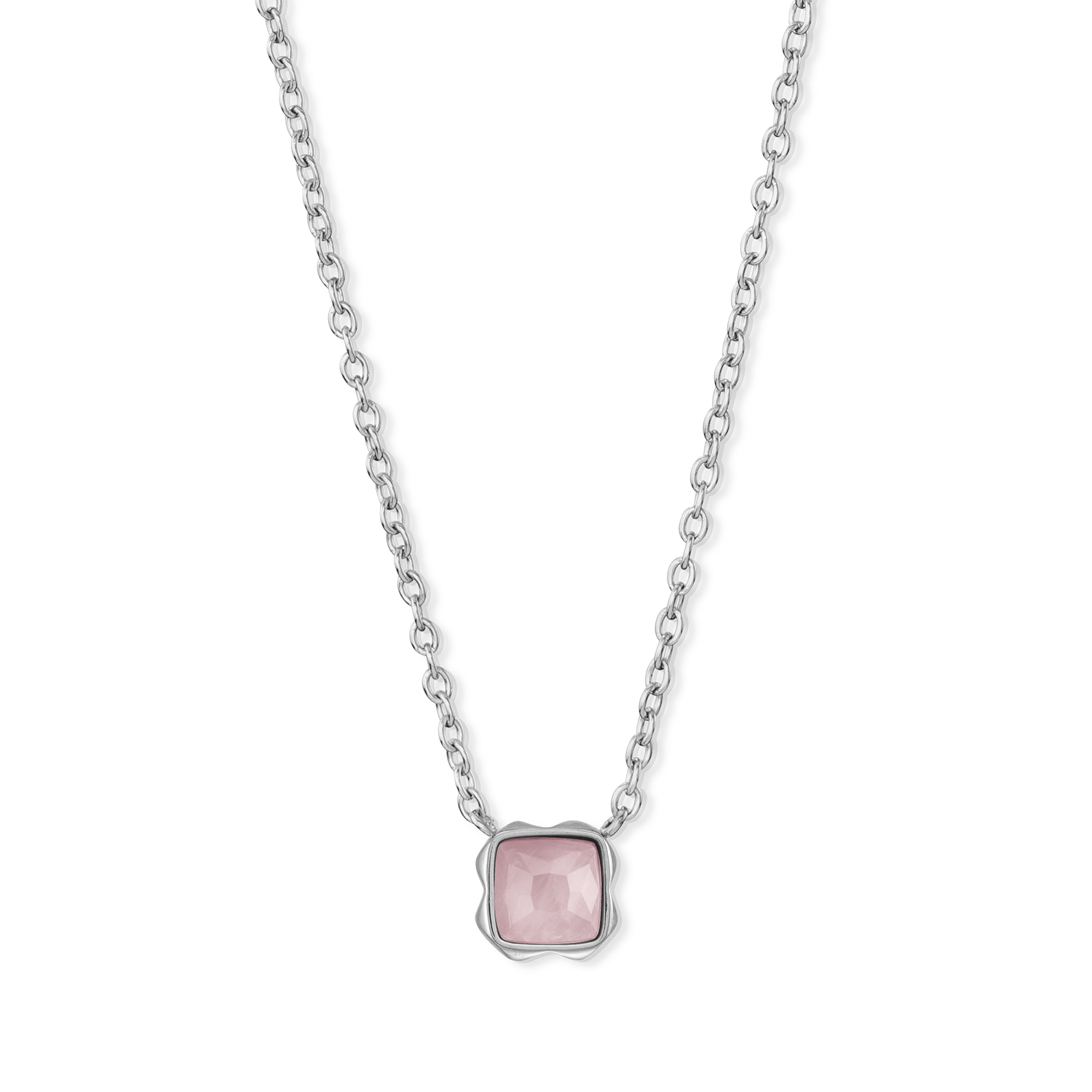 Birthstone October Necklace Rose Quartz Silver