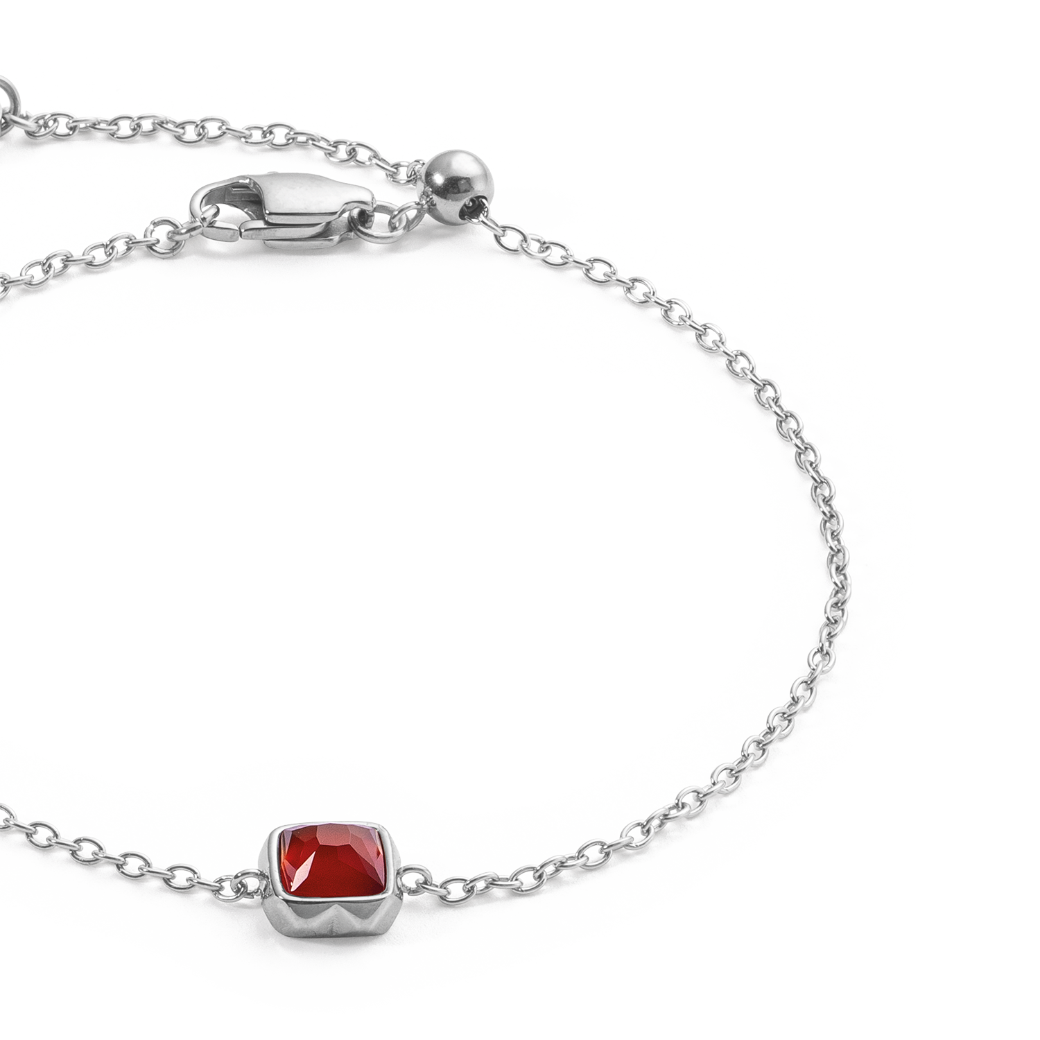 Birthstone January Bracelet Red Agate Silver