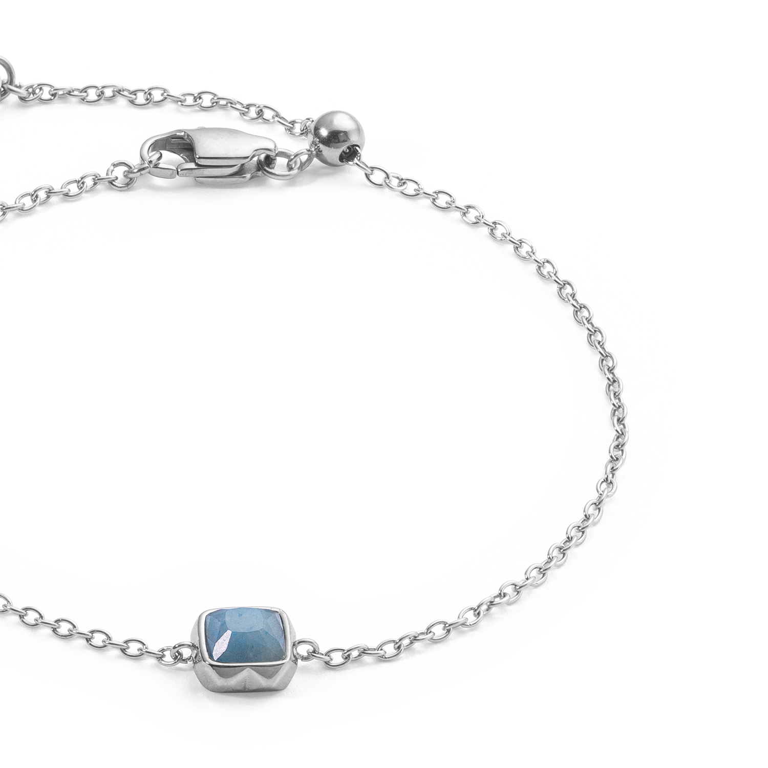 Birthstone March Bracelet Blue Aventurine Silver