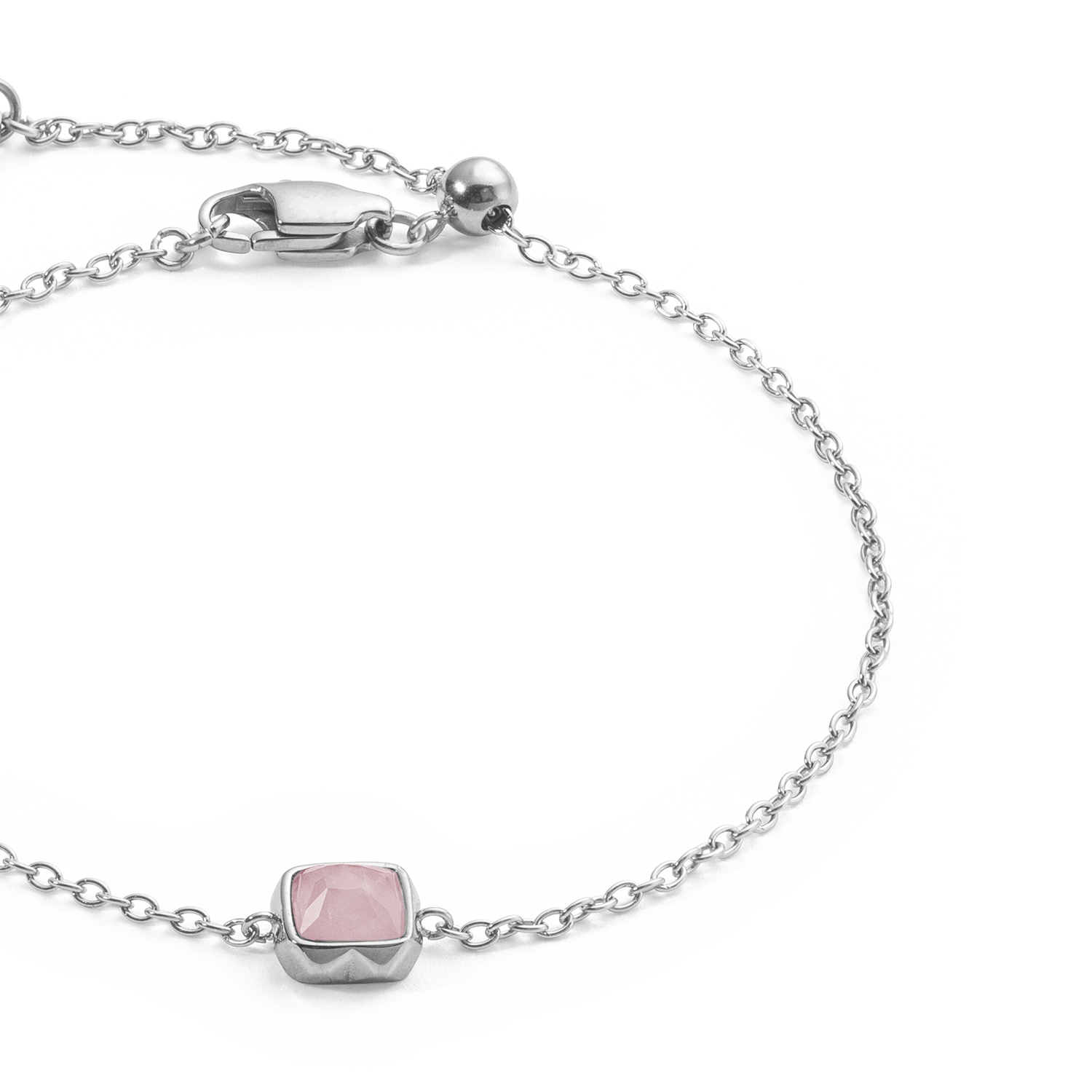 Birthstone October Bracelet Rose Quartz Silver