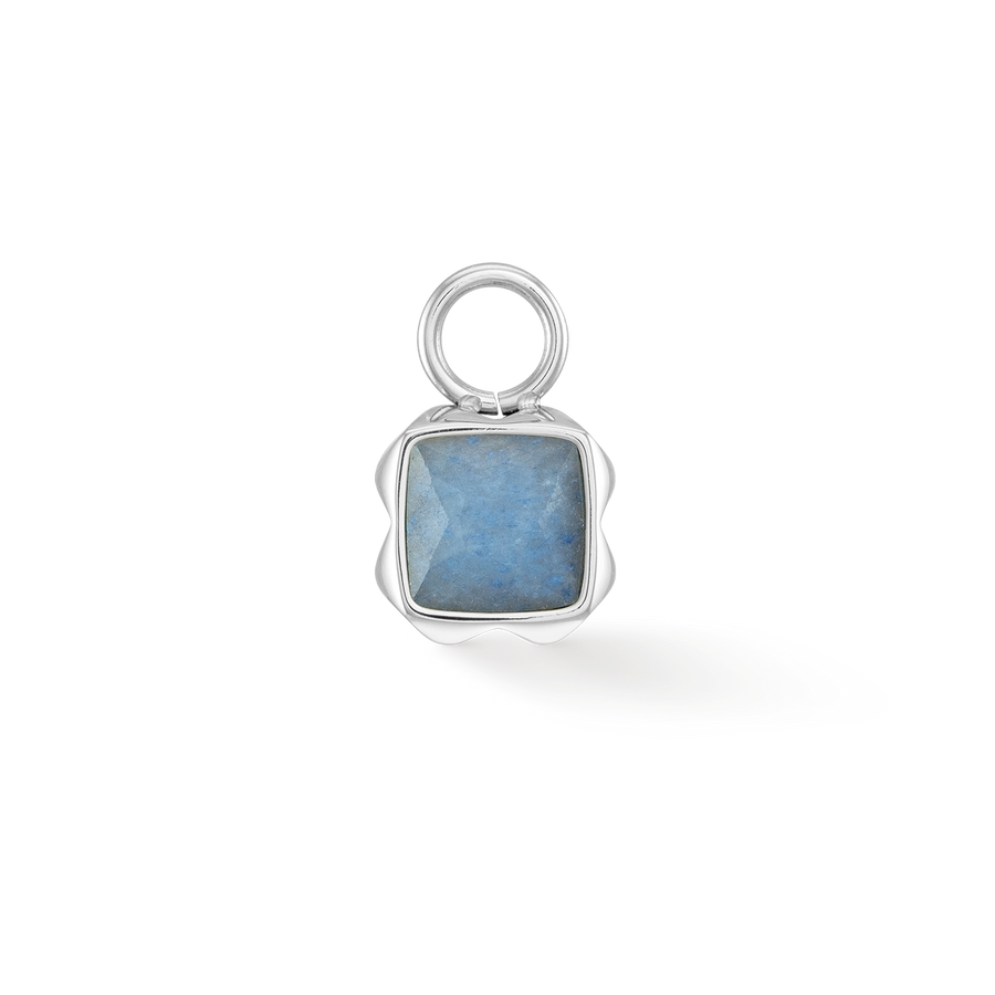 Birthstone March Charm Blue Aventurine Silver