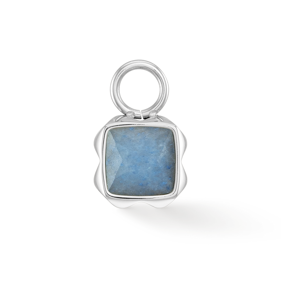 Birthstone March Charm Blue Aventurine Silver