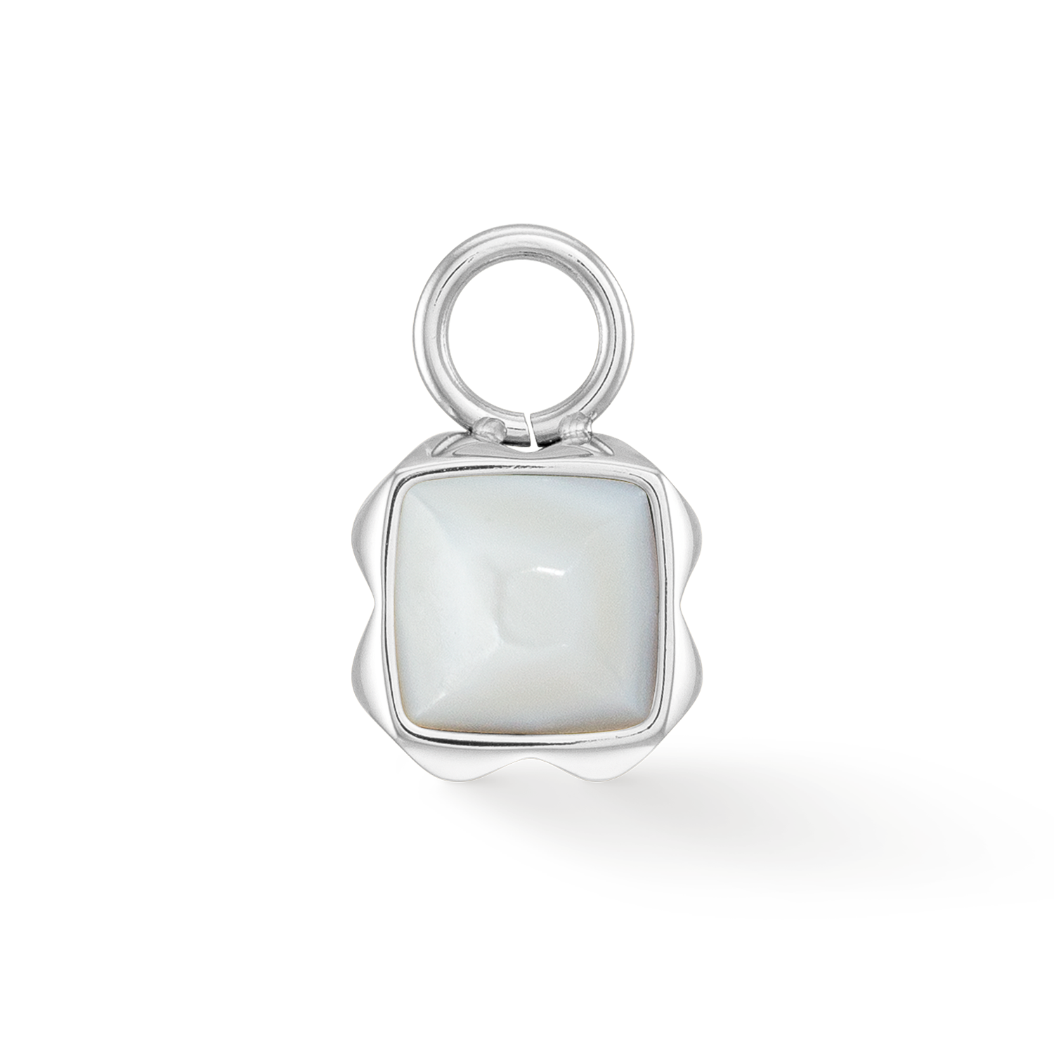 Birthstone April Charm White Quartz Silver