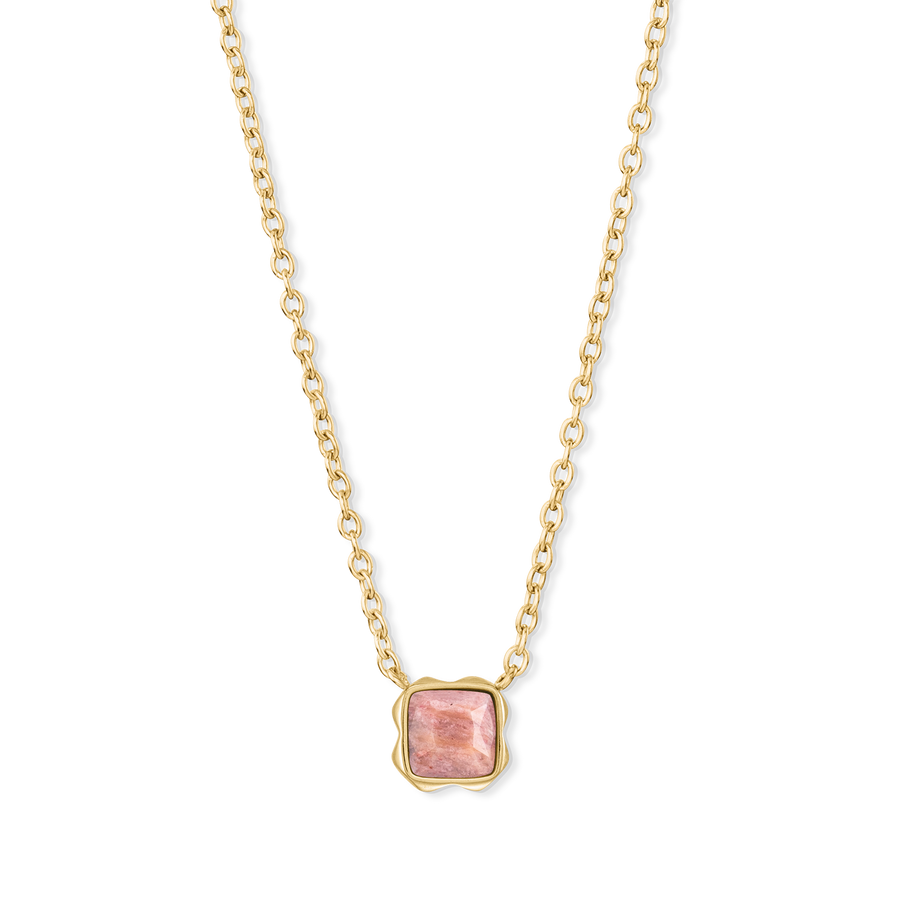 Birthstone July Necklace Rhodochrosite Gold