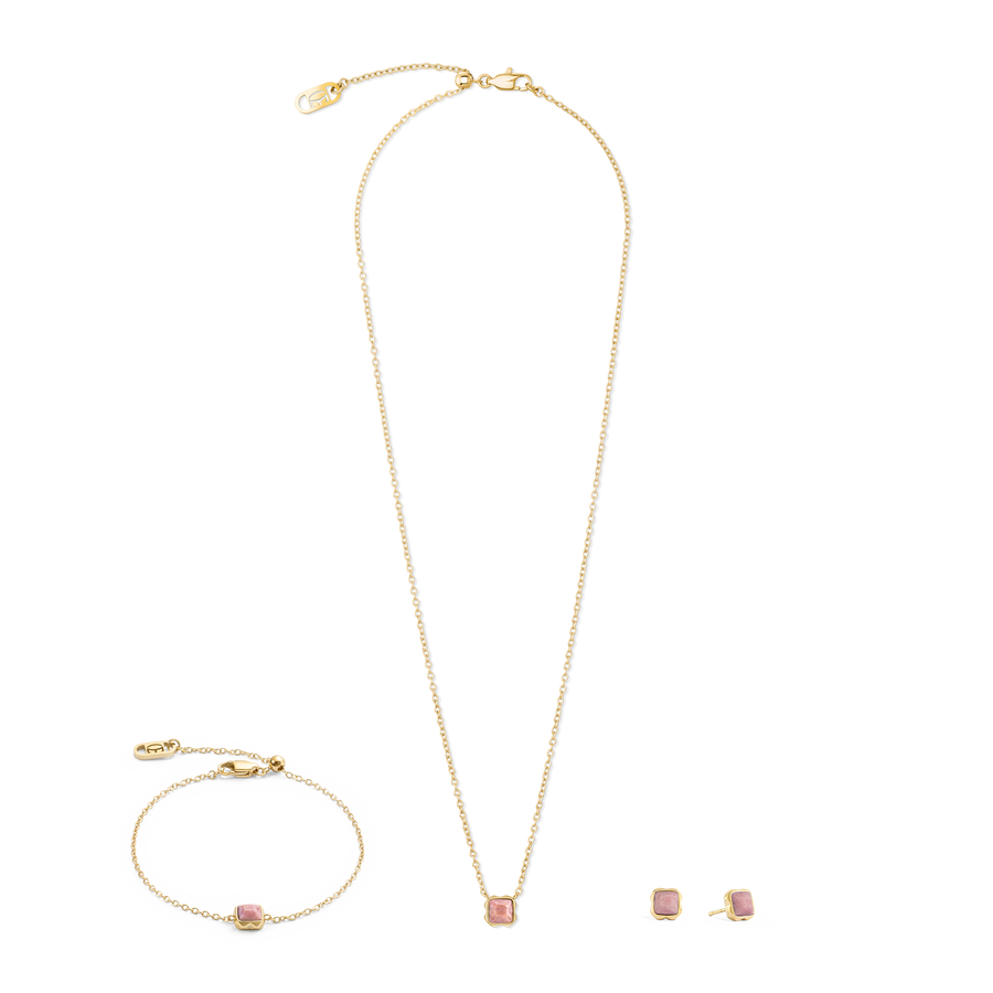 Birthstone July Necklace Rhodochrosite Gold