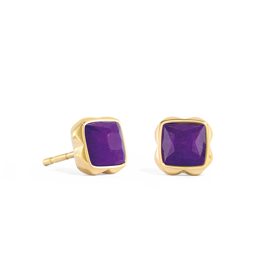 Birthstone February Earrings Sugilite Gold