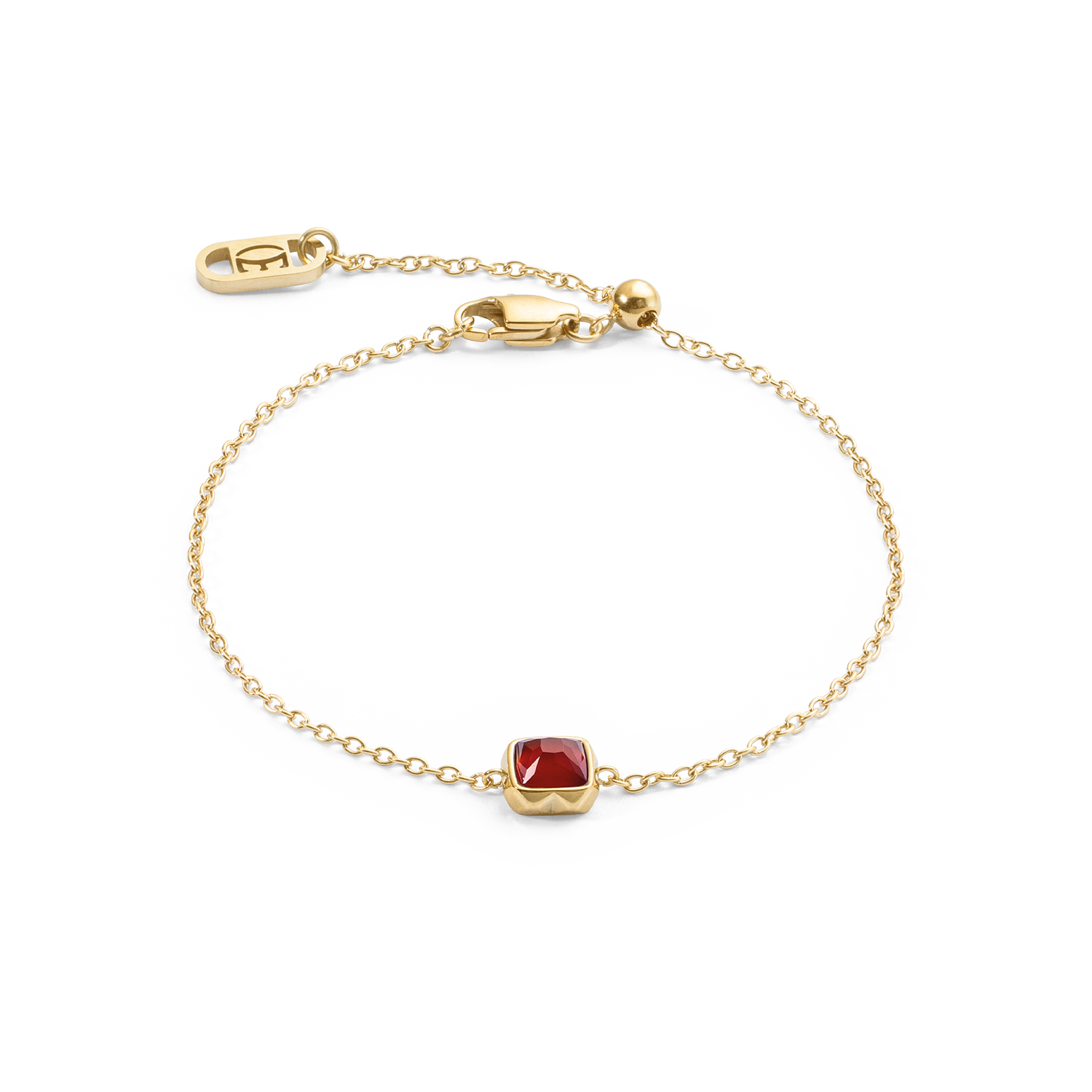 Birthstone January Bracelet Red Agate Gold