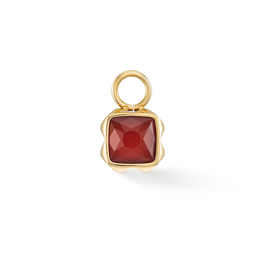 Birthstone January Charm Red Agate Gold