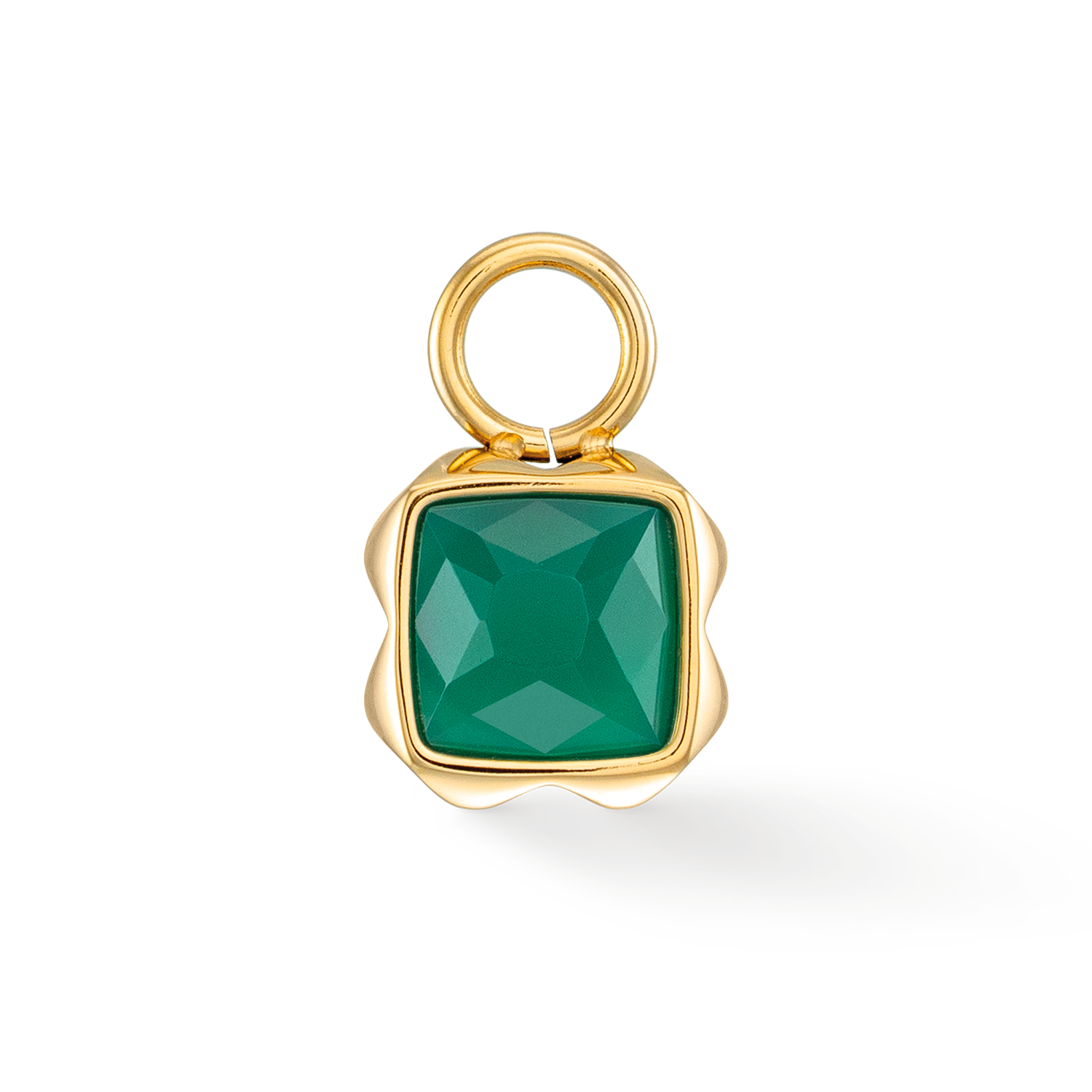 Birthstone May Charm Green Agate Gold