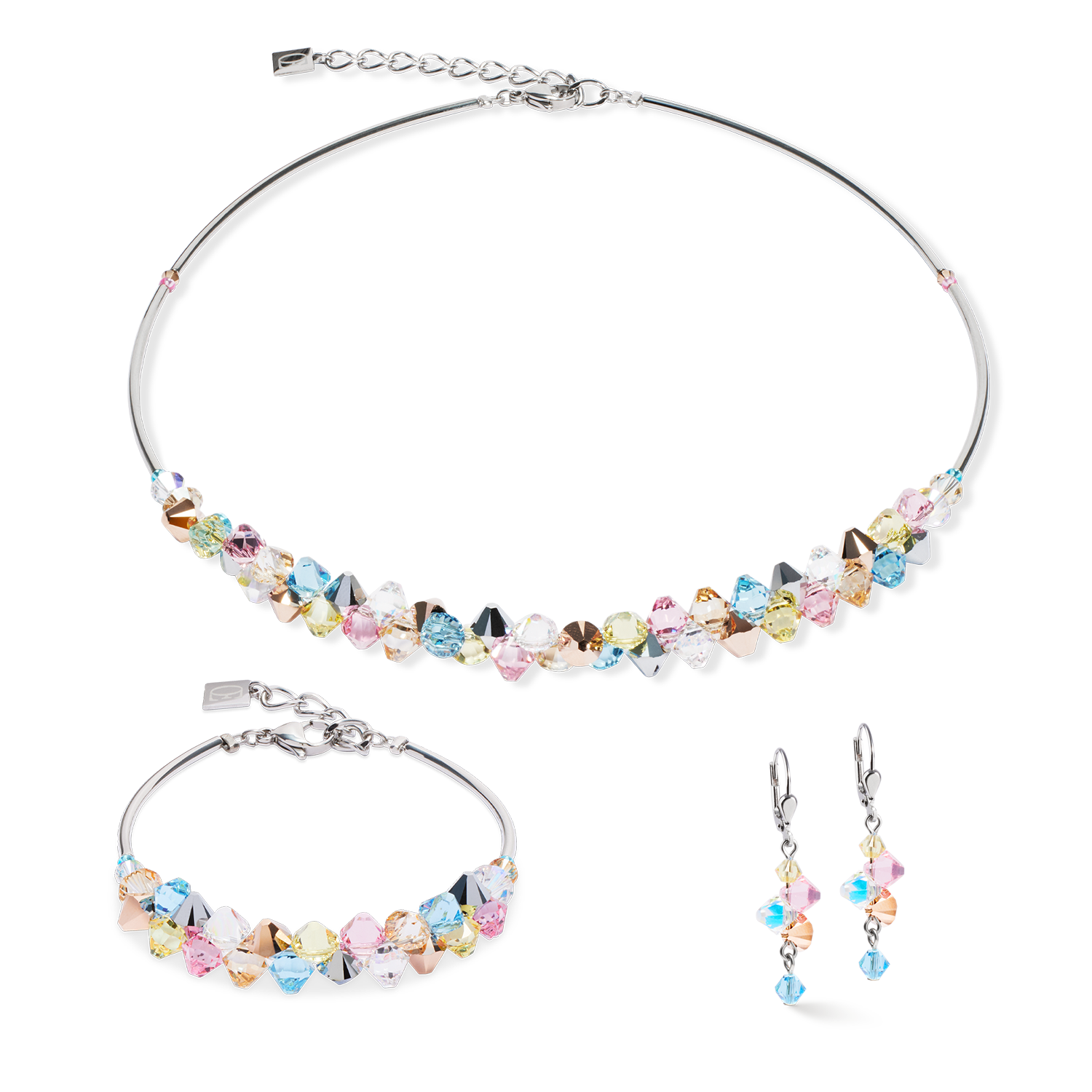 Necklace Dancing Crystals silver-pastel