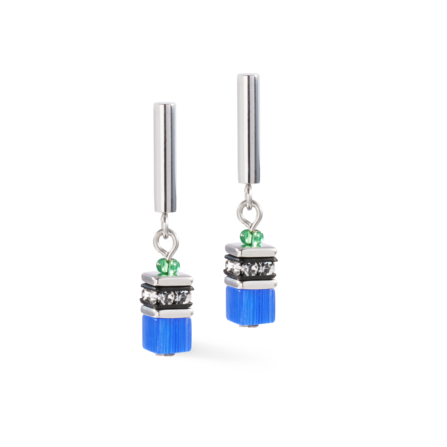 GeoCUBE® Lite Mini Earrings Rainbow silver