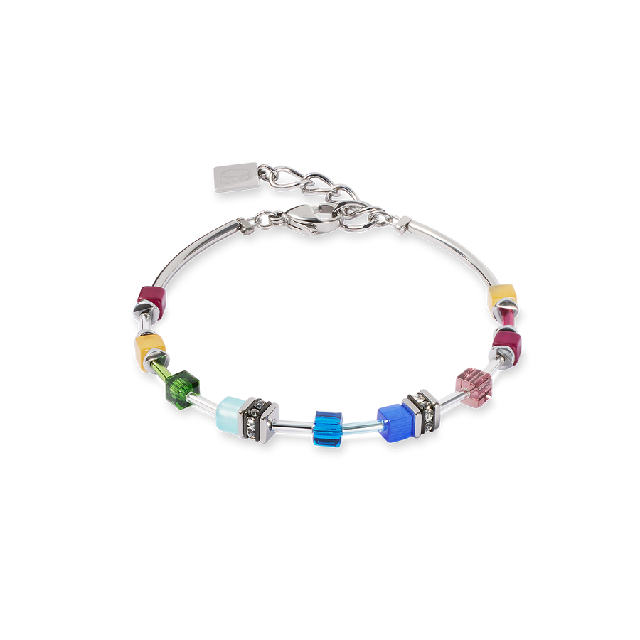 GeoCUBE® Lite Mini Bracelet Rainbow silver