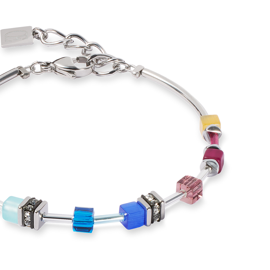 GeoCUBE® Lite Mini Bracelet Rainbow silver