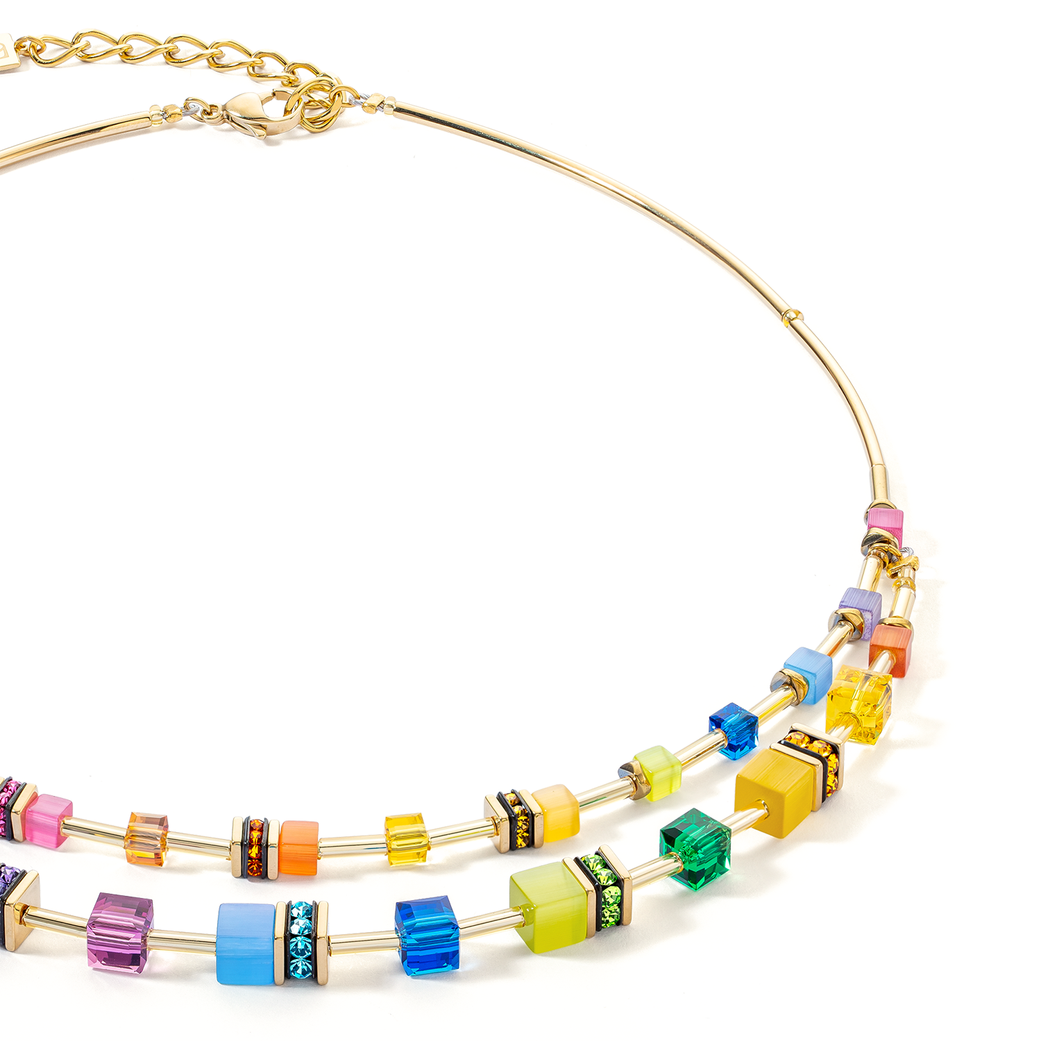 GeoCUBE® Iconic Layer necklace gold-rainbow