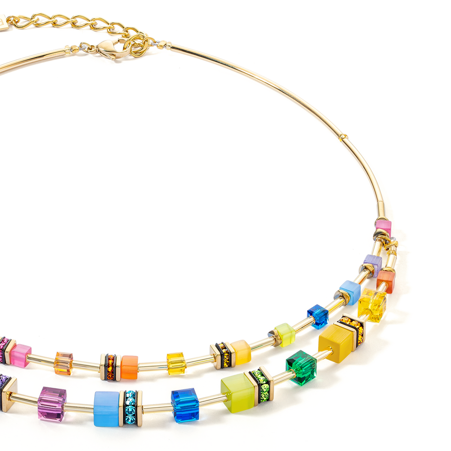 GeoCUBE® Iconic Layer necklace gold-rainbow