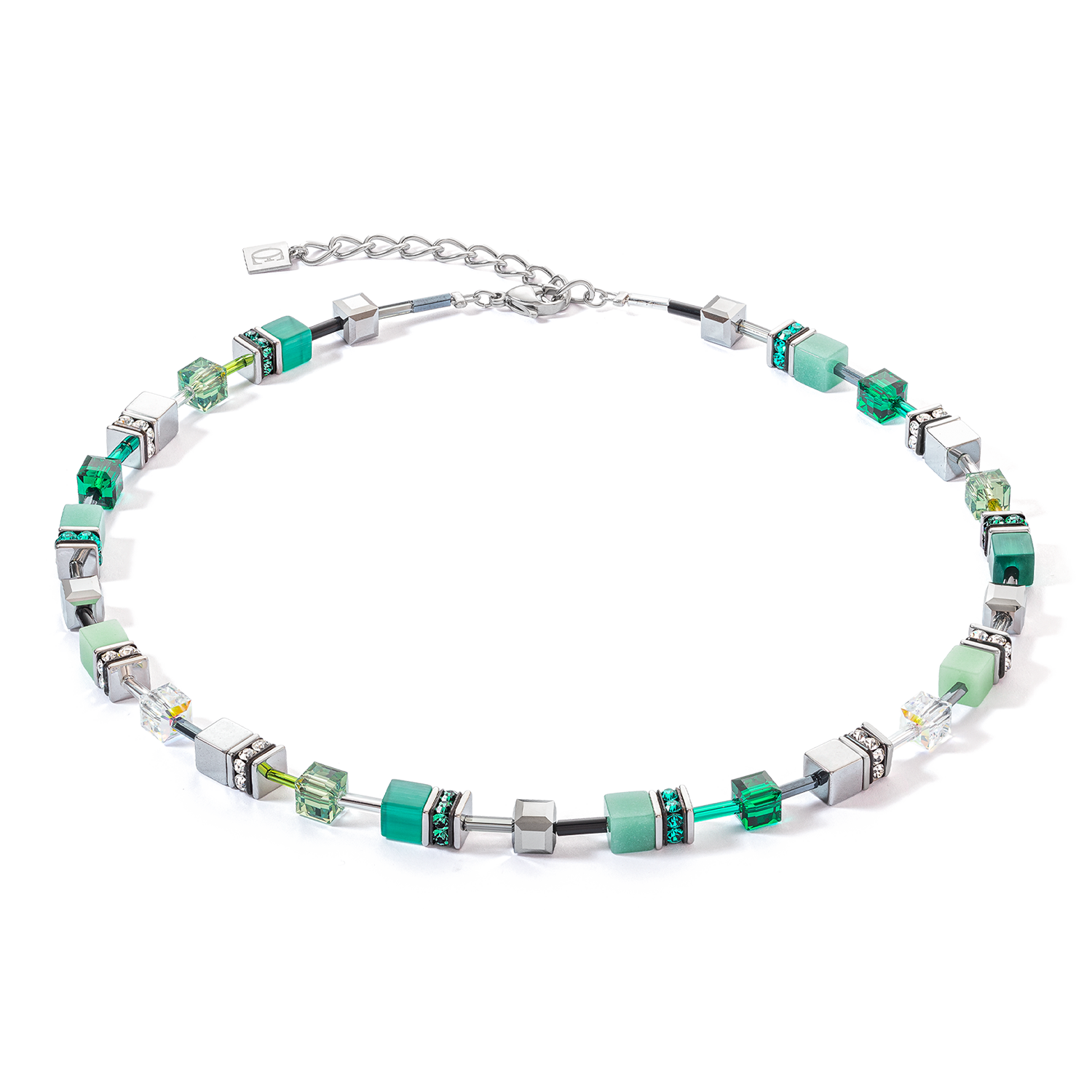 GeoCUBE® Iconic necklace silver-green