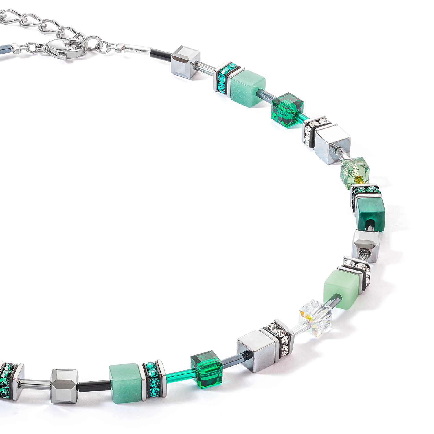 GeoCUBE® Iconic necklace silver-green