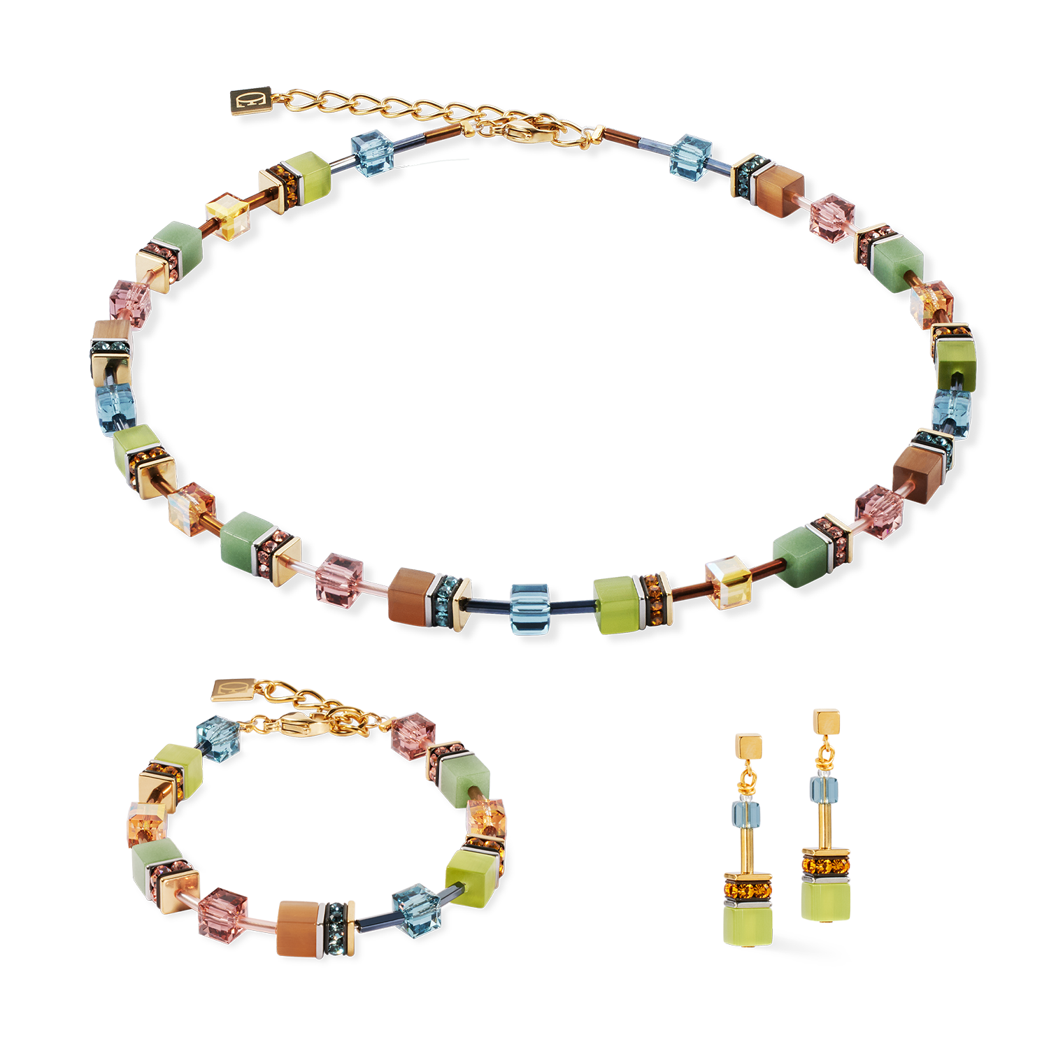 GeoCUBE® Iconic necklace Forest bicolor