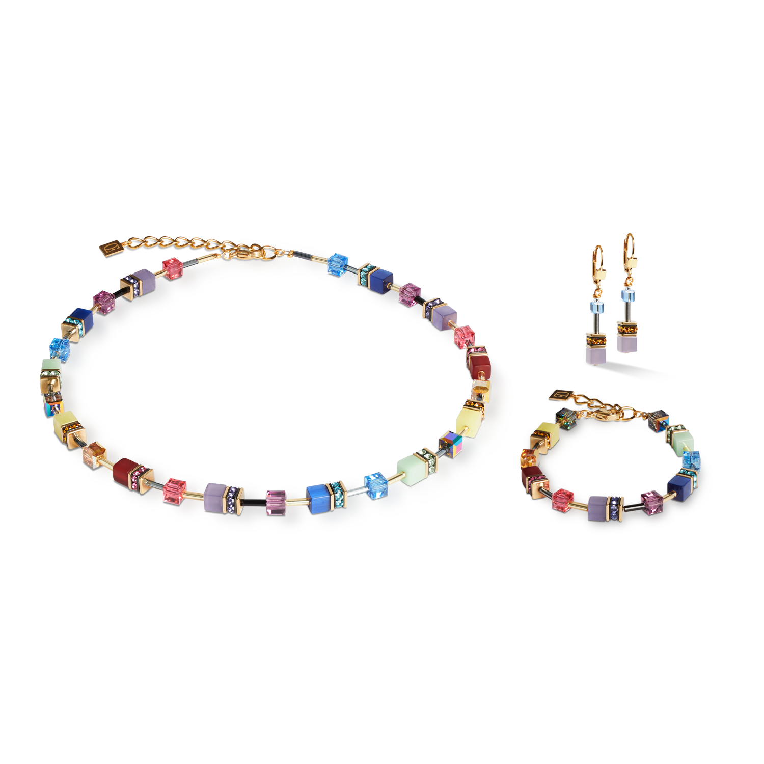 GeoCUBE® Iconic necklace Festive gold-multicolour