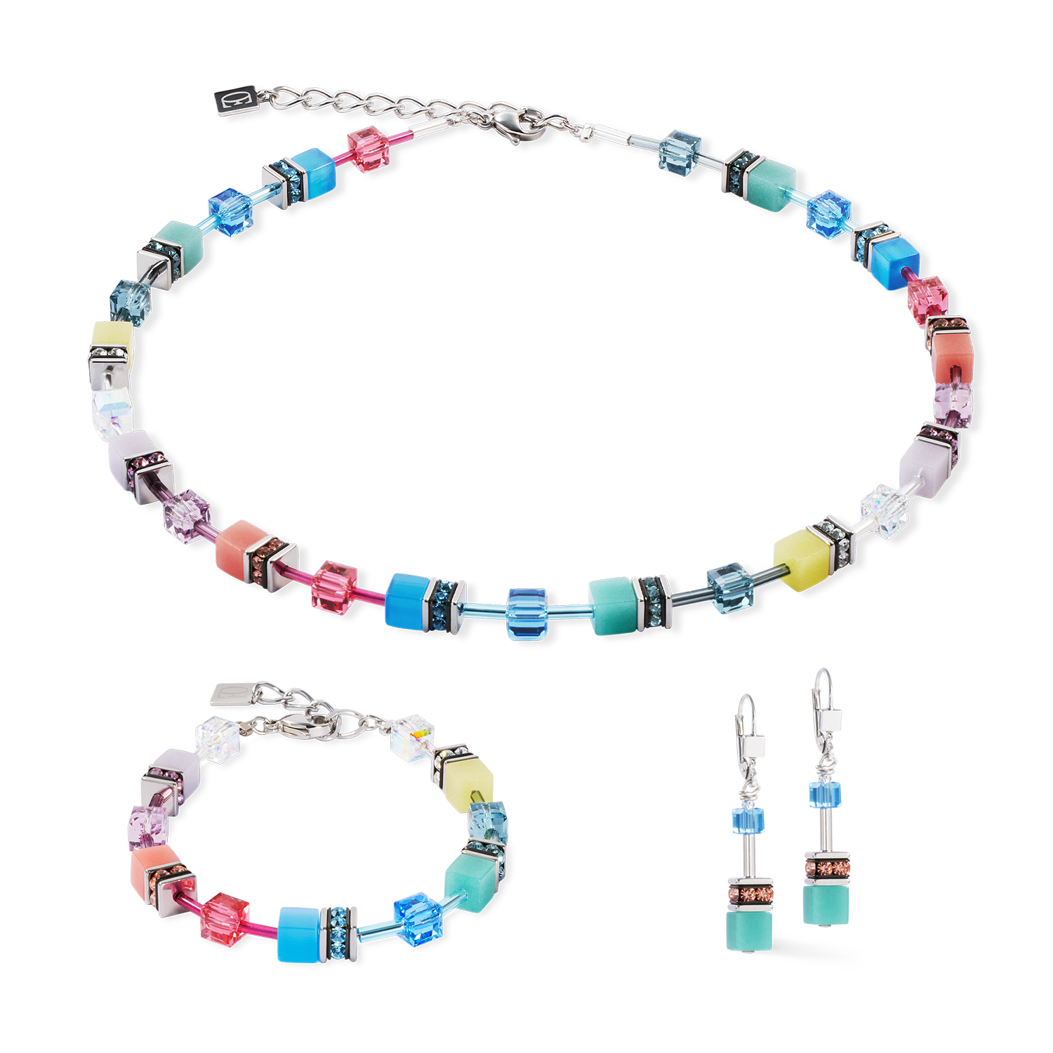 GeoCUBE® Iconic necklace Magic silver