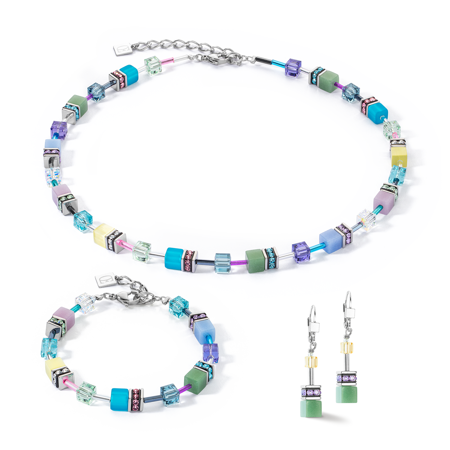 GeoCUBE® Iconic necklace silver-ice pastels