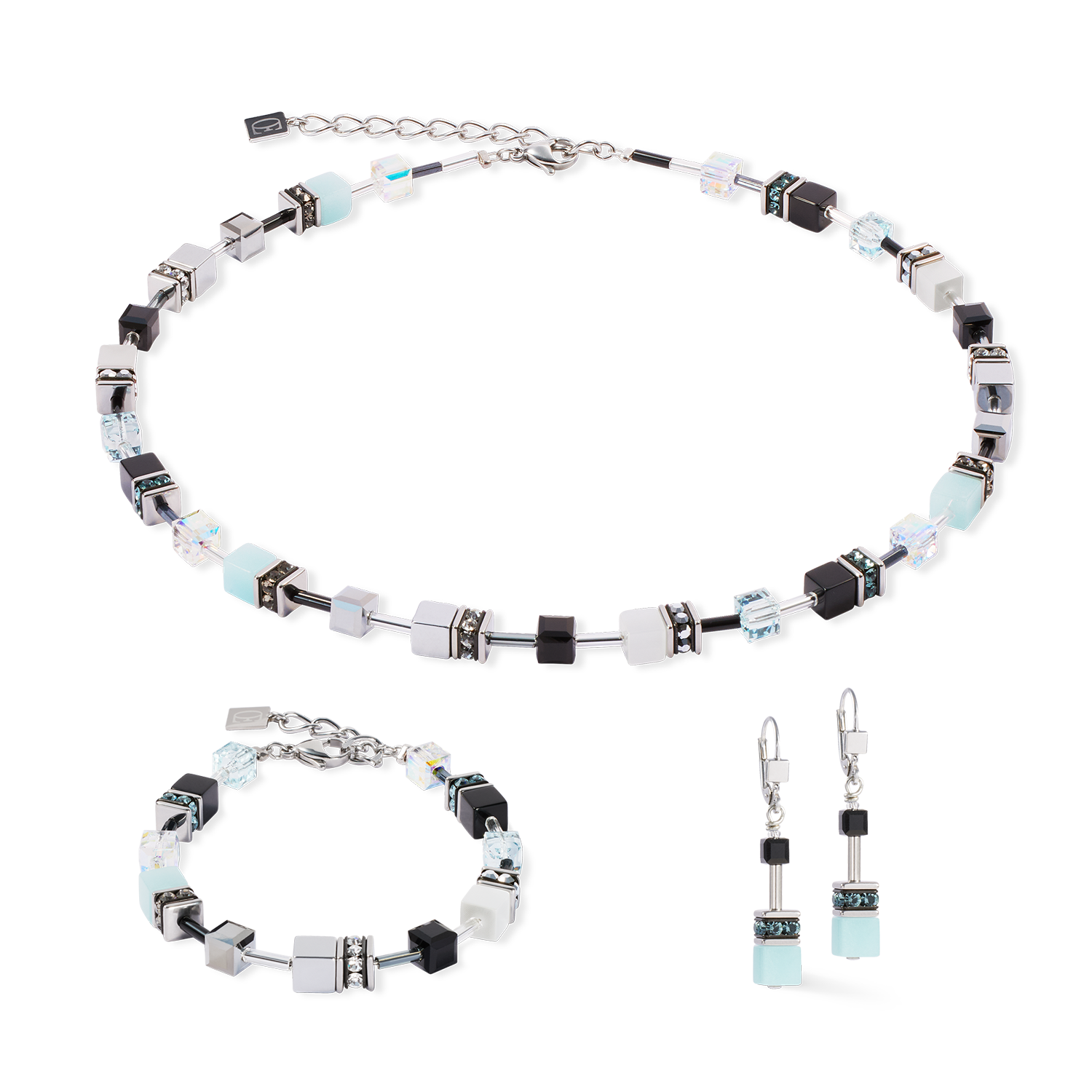 GeoCUBE® Iconic necklace Ice Serenity silver